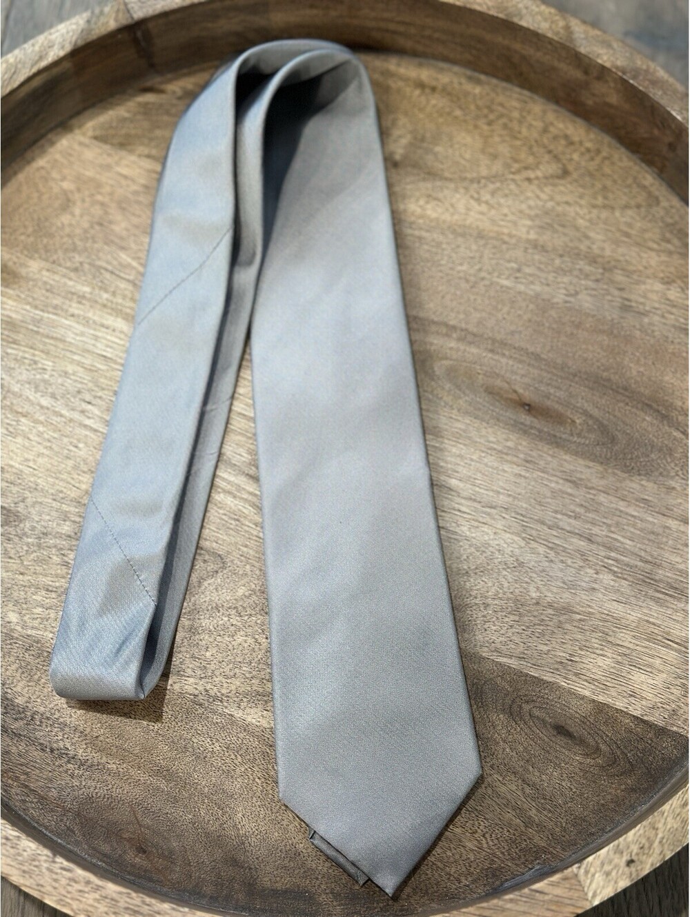 Calvin Klein Necktie Light Silver-grey Satin Necktie Smooth Finish Men's